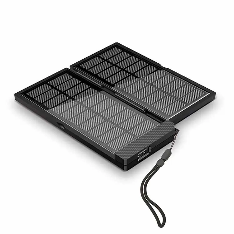 Carregador portátil fino à prova de choque usb, painel solar alimentado por celular, banco de energia para celulares