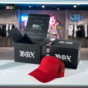 Grande boîte personnalisée impression numérique trapézoïdale ondulée personnalisée cadeau d'expédition de marque lot de casquettes casquettes de baseball boîte à chapeaux - Product Image 1