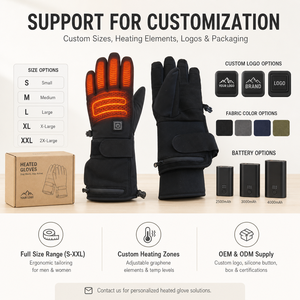 Gants chauffants pour le ski, les sports d'hiver et la conduite par temps froid avec batteries rechargeables et sangles de serrage réglables au poignet - Product Image 4