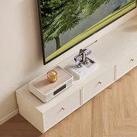Meuble TV mural crème français, vitrine à portes cintrées, armoire de rangement personnalisée pour salon avec tiroirs OEM ODM