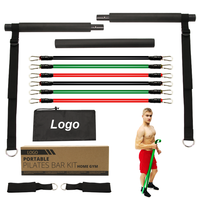 Vente en gros de cordes élastiques en latex pour exercices de musculation en salle de sport avec logo personnalisé, kit de 11 bandes de résistance avec barre de Pilates
