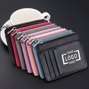 Women's Ultra-Thin PU Zipper Wallet Litchi Grain Multi-Card Bag <b>Coin</b> Purse Fashionable Organizer <b>Case</b> Novelty Gift for Students - Product Image 1