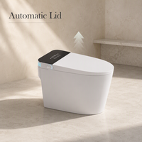WC intelligent en céramique allongé suspendu au sol avec fonction bidet, sortie en forme de P, siège chauffant, chasse d'eau automatique, télécommande incluse