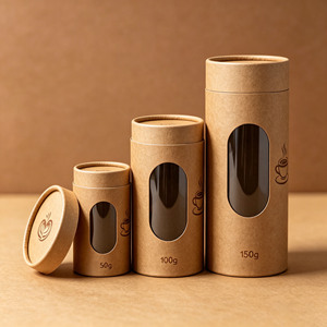 New Eco-Friendly Cardboard coffee tea Powder Packaging Tube with clear <b>window</b> Recyclable Paper Material - Product Image 2