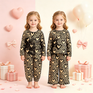 Robe douce à manches longues en coton biologique rose pour bébés filles, avec nœuds en forme de cœur personnalisés, pour la Saint-Valentin, vente en gros, vêtements de fête pour sœurs - Product Image 6