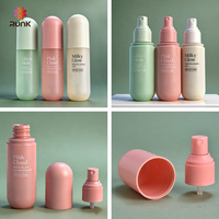 Flacon de parfum 80 ml en PET, forme capsule, flacon pulvérisateur pour soins de la peau, impression personnalisée, certification CE RoHS, flacon pulvérisateur à pompe elliptique pour lotion