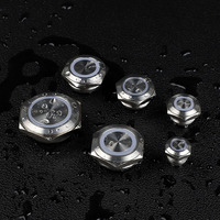 12/16/19/22mm momentané Type court en acier inoxydable plat rond en métal interrupteur à bouton-poussoir 1no avec LED