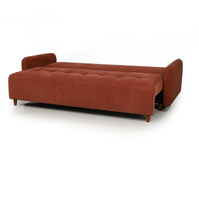 Canapé-lit convertible 2 places en tissu rouge bordeaux avec pieds en bois pour salon, appartement, mobilier de maison
