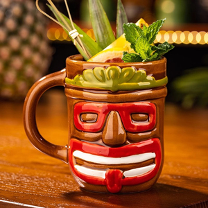 Taza <span class=keywords><strong>de</strong></span> Cerámica con Diseño Tiki Personalizado Creativo al por Mayor, Taza Tiki Hawaiana con Diseño Tropical Novedoso, Reutilizable y <span class=keywords><strong>de</strong></span> Grado Alimenticio - Product Image 3