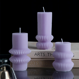 Nordic Geometric Ribbed Scented <b>Candles</b> Creative Shape Aroma <b>Candles</b> For Hotel Desktop Table Atmosphere Home Decor Ornament - Product Image 2