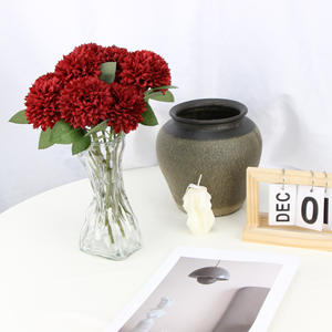 Bola de Crisantemo Artificial, Flor de Seda Roja, Decoración para Bodas, Decoración para el Hogar, Accesorio de Alta Simulación Reutilizable - Product Image 1