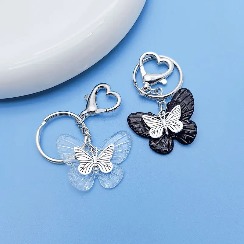 Gantungan kunci kupu-kupu kristal buatan tangan 2023, Gantungan Kunci kupu-kupu vintage, aksesori casing earphone Mobil