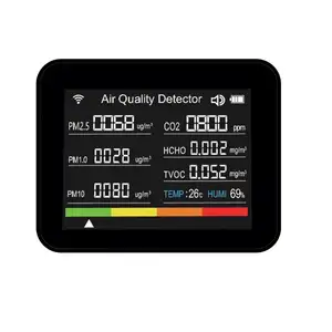 Medidor de temperatura y humedad Instrumento de medición numérica Detector de polvo Pm2.5 Monitor de calidad del aire Detector de calidad del aire