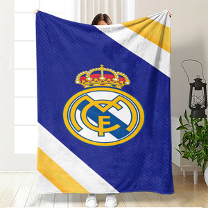 Couverture en flanelle douce à faible MOQ avec logo des clubs de football du Real Madrid, du Manchester City et du Liverpool, 280 g/m² - Product Image 1