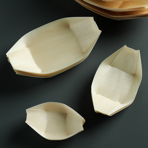 Botes de madera desechables para sashimi, sushi y postres; canoas de madera desechables creativas; vajilla de madera desechable. - Product Image 3
