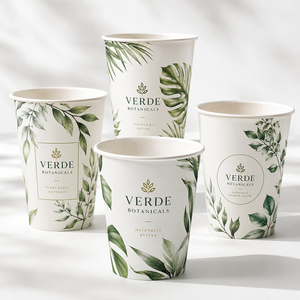 Vasos de Papel Blancos Desechables con Tapas y Fundas Personalizadas para Cafeterías, <span class=keywords><strong>Restaurantes</strong></span>, Hoteles, Oficinas, Eventos y Servicios de Catering - Product Image 1