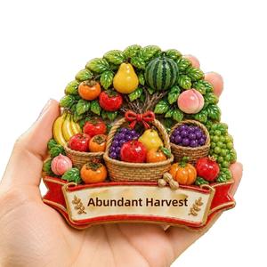 Autocollant 3D pour réfrigérateur en forme d'<span class=keywords><strong>arbre</strong></span> fruitier pour une récolte abondante, cinq céréales en abondance et légumes en résine magnétique - Product Image 4