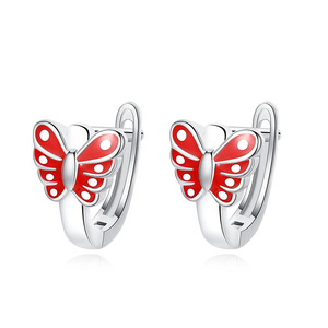 <span class=keywords><strong>Orecchini</strong></span> a cerchio <span class=keywords><strong>in</strong></span> argento 925 alla moda <span class=keywords><strong>per</strong></span> bambini placcato <span class=keywords><strong>in</strong></span> <span class=keywords><strong>oro</strong></span> <span class=keywords><strong>bianco</strong></span> con grazioso smalto rosso farfalla <span class=keywords><strong>per</strong></span> bambine - Product Image 1