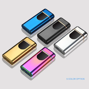 Nouveau style, prix de gros, briquet rechargeable puissant en alliage de zinc, coupe-vent, fin, à arc, à ouverture rabattable, USB, boîte cadeau pour - Product Image 1