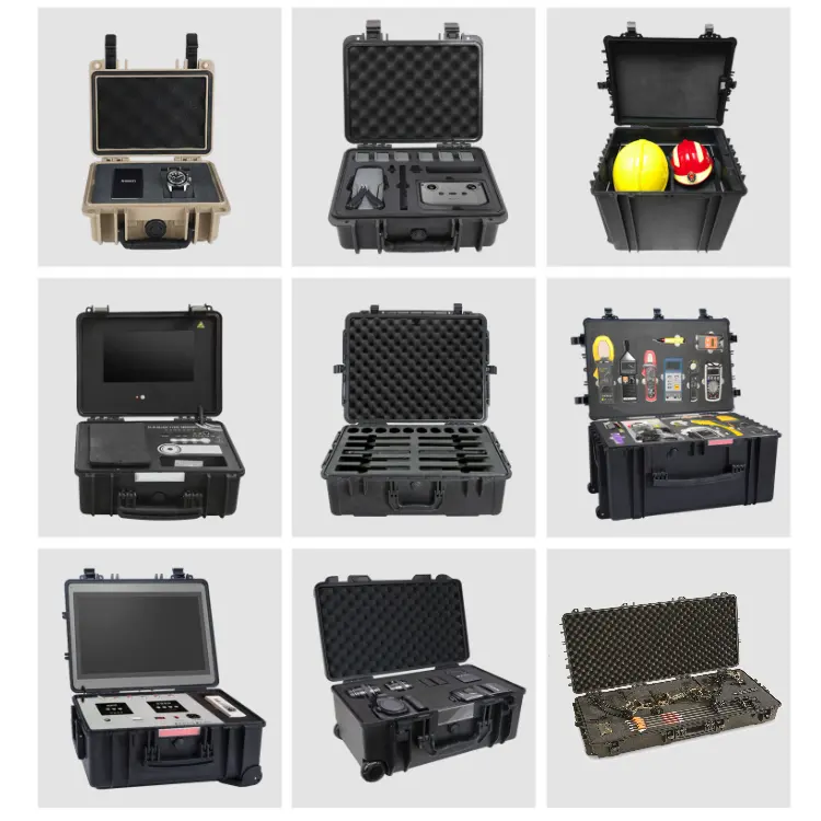 Hard Case with Foam Tool Case with Telescopic Handle IP67 Waterproof Plastic Case Plastic Carrying Box