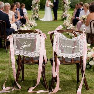Segnaposto Eleganti in Pizzo Trasparente Multicolore per Sedia da Matrimonio 12x16 pollici - Decorazione Tavolo Sposi Mr & Mrs - Product Image 4