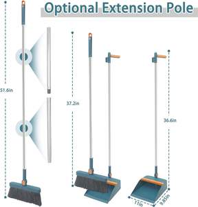 Kitchen Room Office Lobby Floor Broom with Dustpan Combo Set <b>Dust</b> Pan and <b>Brush</b> Set Long Handle Broom and Dustpan Set - Product Image 2