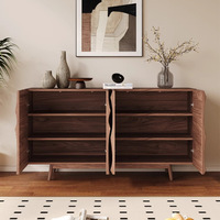 Console en bois massif de noyer de style vintage, conçue par des designers, écologique, durable, multi-styles, séparateur de salle à manger, rangement central