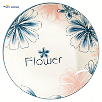 Assiettes en porcelaine à motif floral 2025, écologiques, vente en gros, en stock, logo personnalisable, vaisselle de fête, maison/hôtel