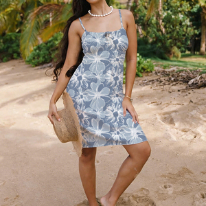 Robe mini plissée à imprimé hawaïen, sur mesure, marque privée, en rayonne de haute qualité, style décontracté - Product Image 1