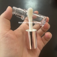 Tube de gloss à lèvres rond transparent ISMAN 6 ml avec grand applicateur, emballage vide pour gloss à lèvres blanc, noir, café, rose doré, logo personnalisé