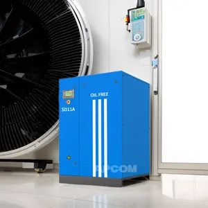 Compresor de aire industrial sin aceite eléctrico 15kw 22kw 37kw compresor de aire tipo tornillo sin aceite 8bar 10bar con CE