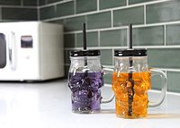 Tasse à poignée en verre transparente personnalisée tasse de maçon dégradé tête de crânes tasse à jus d'été