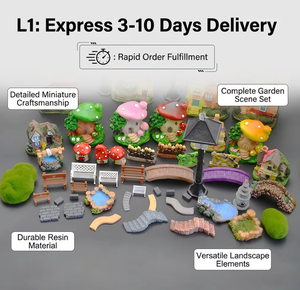 Set de Jardín en Miniatura de Resina Realista en 3D, Mesas y Sillas Pequeñas, Puente de <span class=keywords><strong>Piedra</strong></span>, Cascada, Figuras para Decoración de Micro Paisajes y Terrarios DIY - Product Image 1