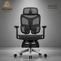 Chaise de bureau ergonomique en gros, base métallique robuste de haute qualité, appui-tête en maille réglable, repose-pieds, support lombaire, direct usine