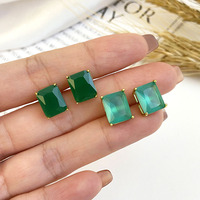 Joyería de Brasil personalizada chapado en oro Semi Joias Esmeralda fusión piedra Stud pendientes mujeres