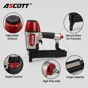 เครื่องเย็บกระดาษลม ASCOTT N851 รุ่นมืออาชีพ ขนาด <span class=keywords><strong>16</strong></span> เกจ หัวเย็บขนาดกลาง 7/<span class=keywords><strong>16</strong></span> นิ้ว สำหรับงานไม้ พาเลท เฟอร์นิเจอร์ <span class=keywords><strong>ลัง</strong></span>ไม้ OEM - Product Image 3