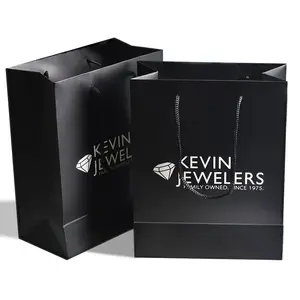 Wholesale Custom Printed Logo Luxury Black Shoes Clothing Shopping Gift Jewelry Wine Paper Packaging Bag