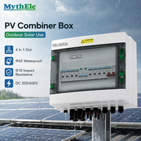 Boîtier de Combinaison PV 4 Cordons DC 500V pour Énergie Solaire, 4 Entrées 1 Sortie avec SPD, Disjoncteur et Compatible MC4