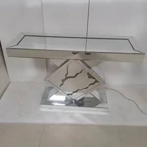 O shape Diamond Crystal Mirrored Luxury Console Table