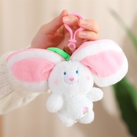 Porte-clés en peluche polyester Lapin Fraise, Lapin en peluche, Petite poupée cochon, Poupée mangoustan 13cm, Breloque de sac, Cadeau pour elle