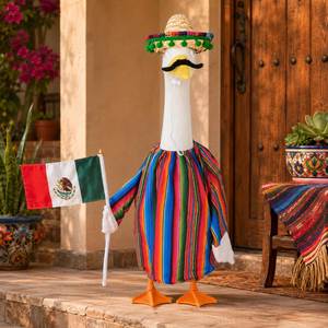 Disfraz de Ganso Mexicano para Fiesta, Vestido a Rayas Arcoíris, Sombrero, Bandera, Decoración para Jardín o Porche - Product Image 1
