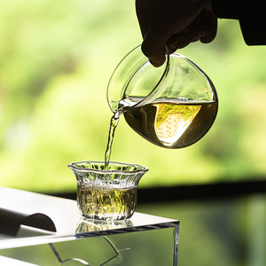 Guanlan Yuanman Fair Cup Round Glass <b>Tea</b> <b>Set</b> High Temperature Resistant Handle Less Kung Fu <b>Tea</b> Ware Afternoon <b>Tea</b> Use - Product Image 2