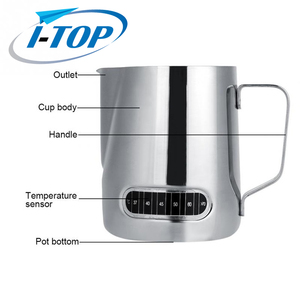 600 ml Milchschaum krüge mit integriertem Thermometer Edelstahl kännchen Espresso Dampf milch krug - Product Image 3