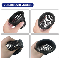 Pot en filet hydroponique biodégradable durable et écologique noir de 3 pouces, pot en maille plastique pour culture en eau profonde, pépinière, orchidée, fleur