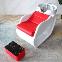 Klassischer heißer Verkauf moderner elektrischer Shampoo-Bett-Shampoo-Stuhl mit weißer Keramik-Shampoo-Schale für Friseursalon