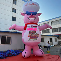 Porc gonflable rose de dessin animé, adorable ballon animal gonflable pour exposition