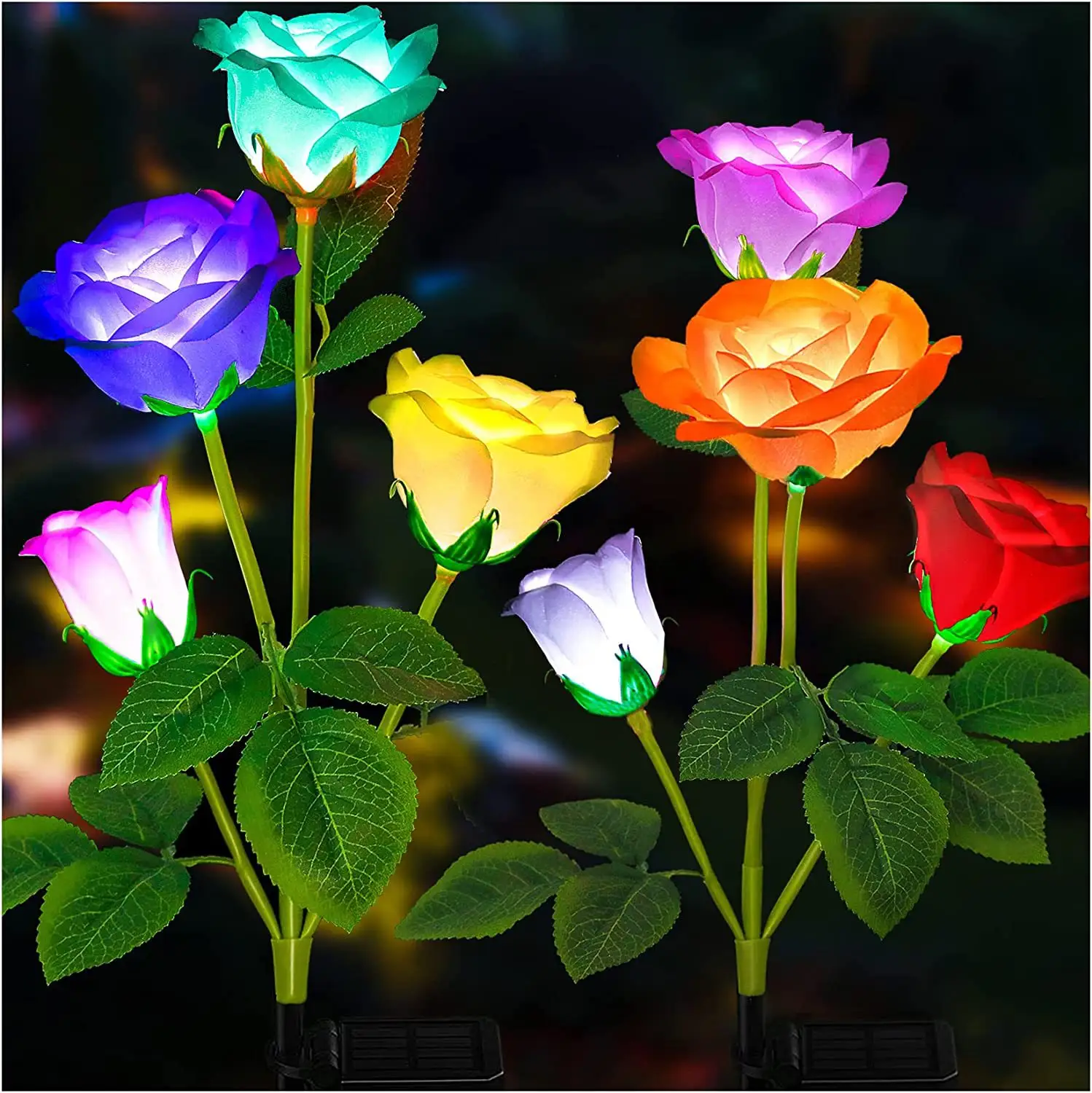 Solar Rose Bloem Warm Wit Multicolor Led Licht Moeder Dag Tuin Villa Decoratie Landschap Lamp