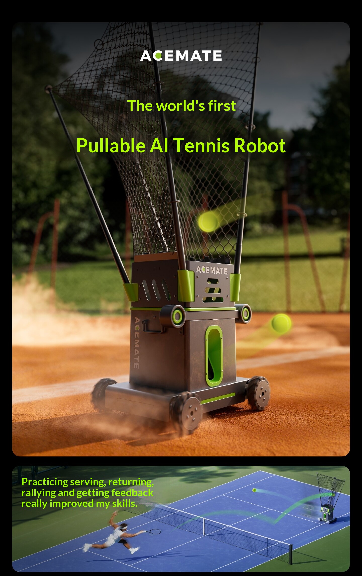 Robot de tenis Ai s10 - Kit completo de inicio con red.
