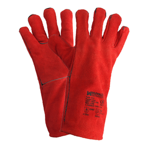 Guanti da saldatura lunghi, rossi e resistenti - Product Image 1