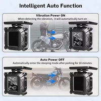 Charge solaire sans fil moto TPMS moteur pression des pneus surveillance de la température des pneus système d'alarme avec 2 capteurs externes